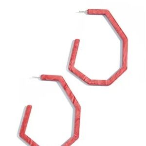Rachel Comey large geometric coral resin hoop earrings